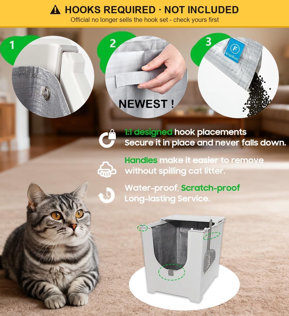 4 Pack Litter Box Liners F Compatible with Flip Litter Box Liner Type F, Reusable Liner Type-F with Carrying Handles