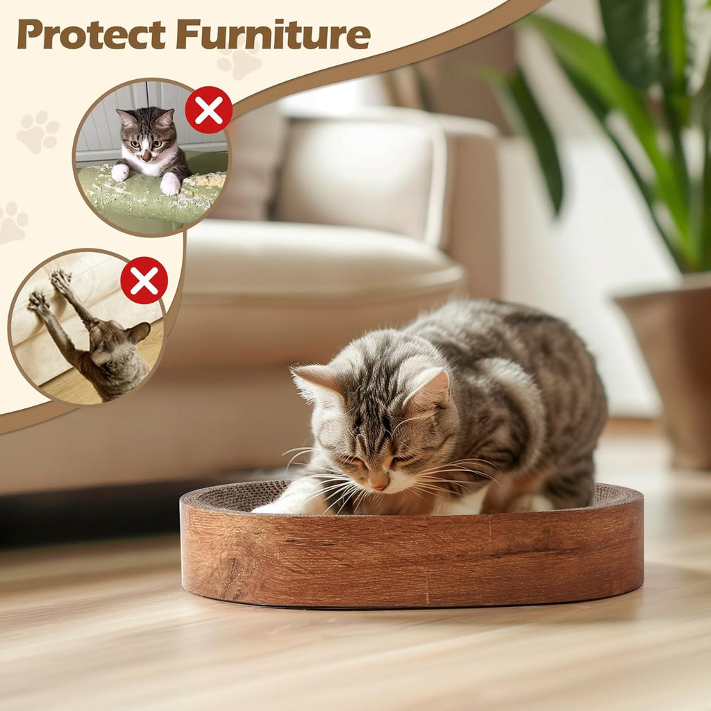 ComSaf Cat Scratcher Bed, Oval Cardboard Scratching Board for Indoor Cats