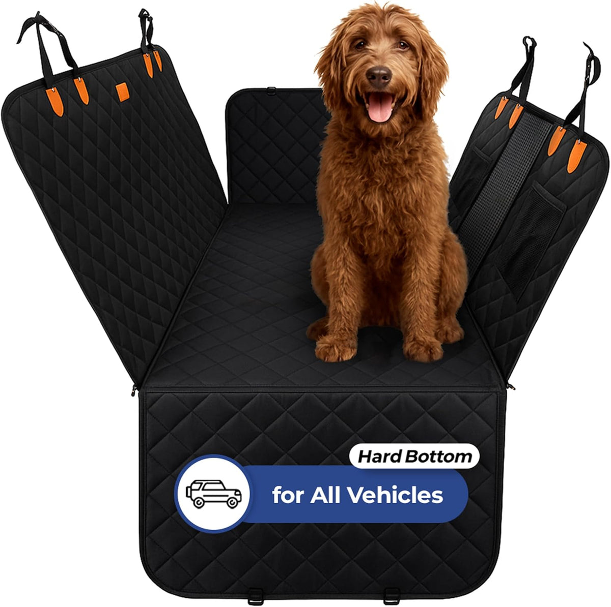 Ruff & Stuff Dog Car Seat Hard Bottom Cover for Back Seat Up to 170lbs | for All Vehicles | Waterproof Scratch-Resistan (Gray) (Gray)