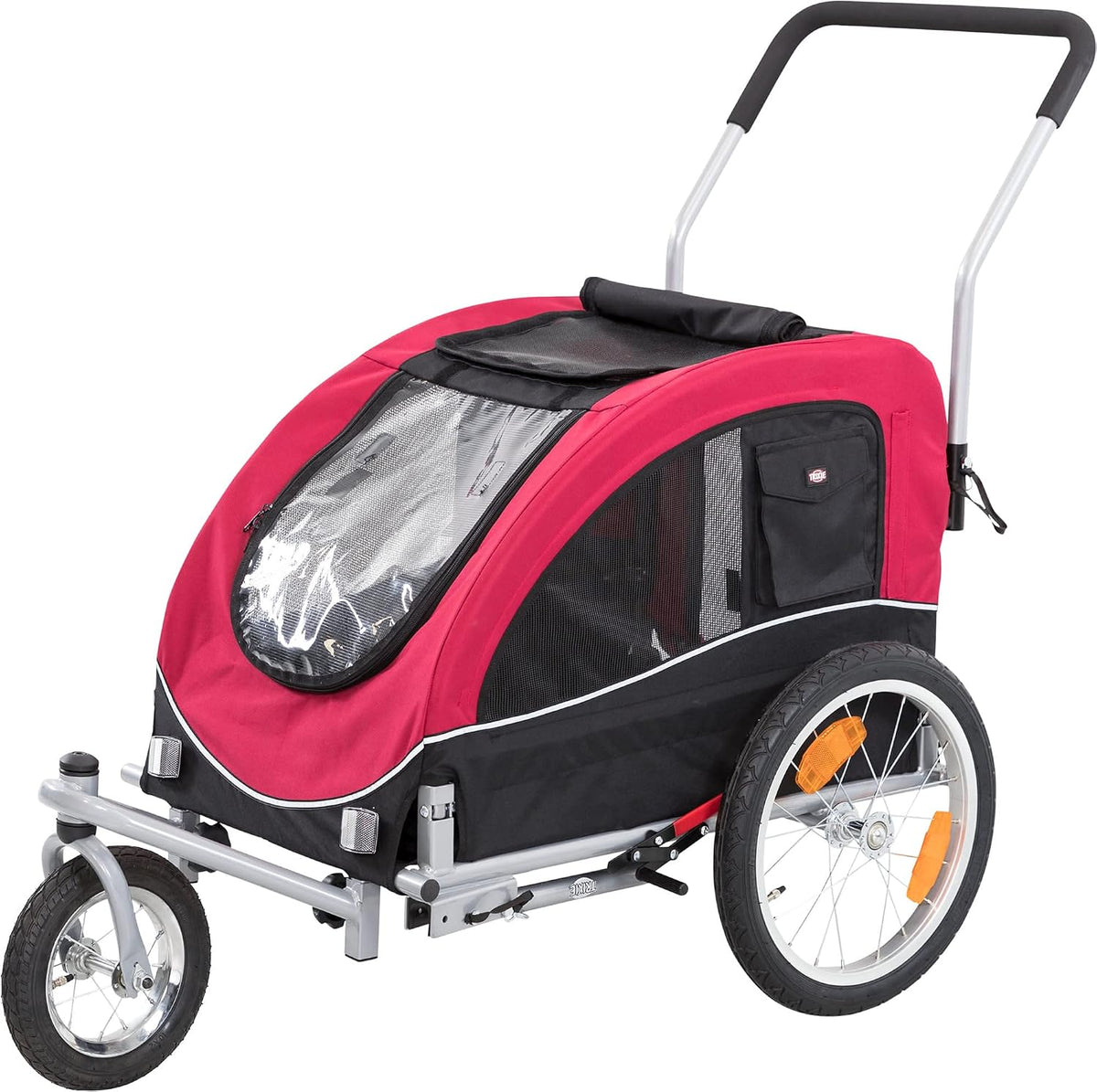 TRIXIE Dog Bike Trailer-to-Stroller Conversion Kit Compatible with Our Dog Trailer #12814 - Convertible Pet Jogger with 360° Swivel Wheel & Brake - in Silver/Black