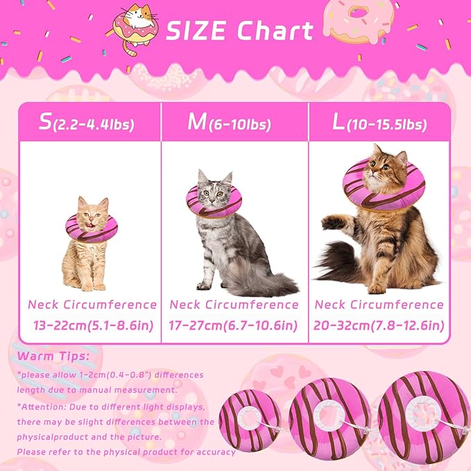 Cat Cone Collar Soft, Adjustable Cat Recovery Collars to Stop Licking, Cute - Image 2