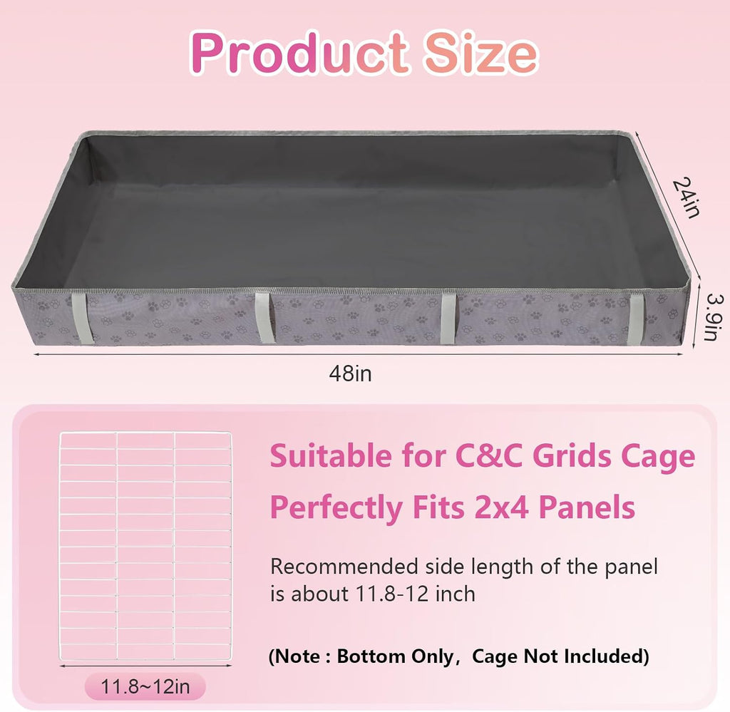 FunFurry Waterproof Guinea Pig Cage Liner,Washable Tarp Bottom Base,Cage Liners for Small Animals,Hamster Chinchilla Hedgehog Ferret Rabbit. (Dark Grey-Paw, 24" X 48")