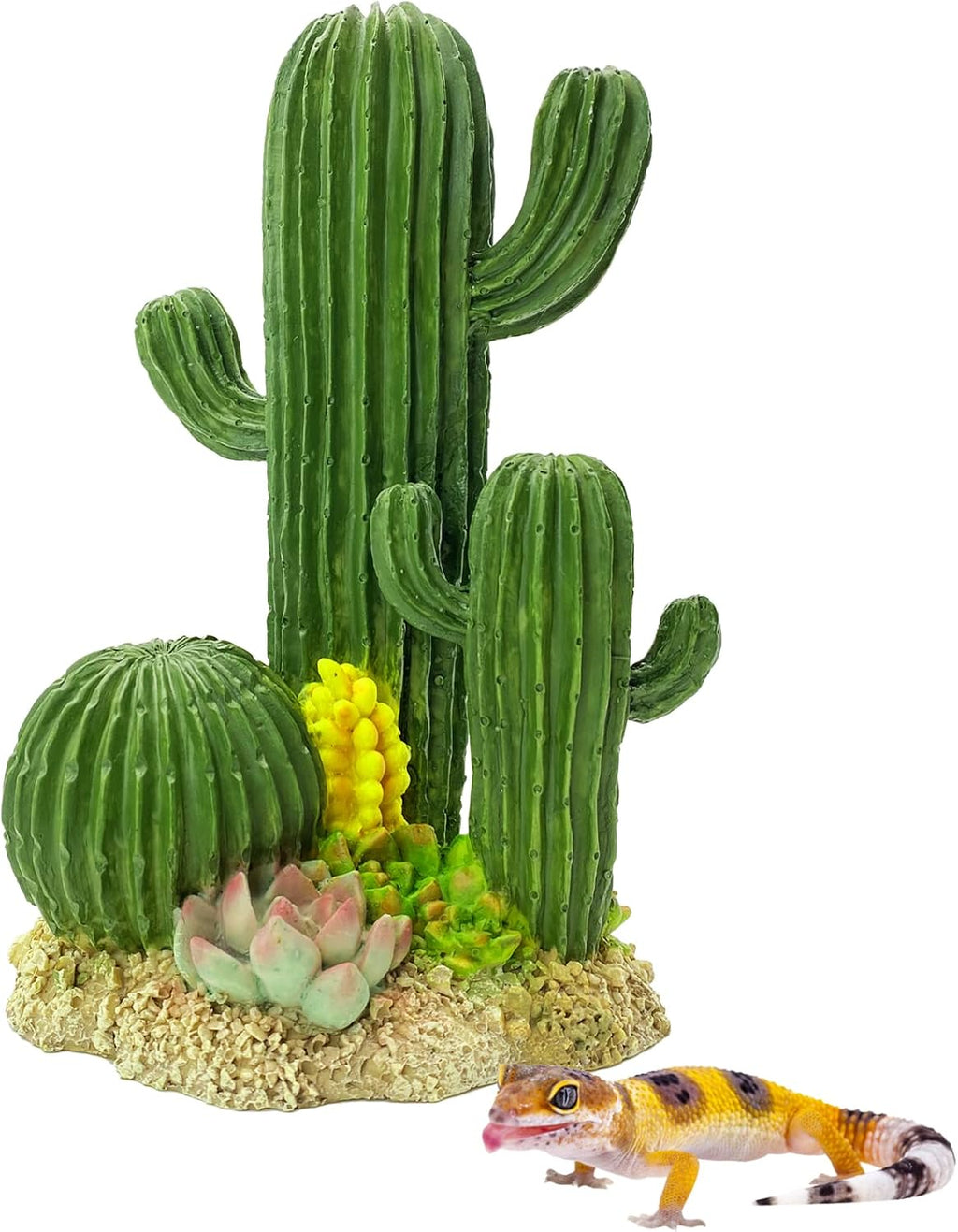 kathson Reptile Tank Decor Lizard Hide and Cave Plants Terrarium Decorations Resin Cactus Desert Aquarium Tank Habitat Accessories for Bearded Dragon Chameleon Leopard Gecko Snake Fish (Ball Cactus)