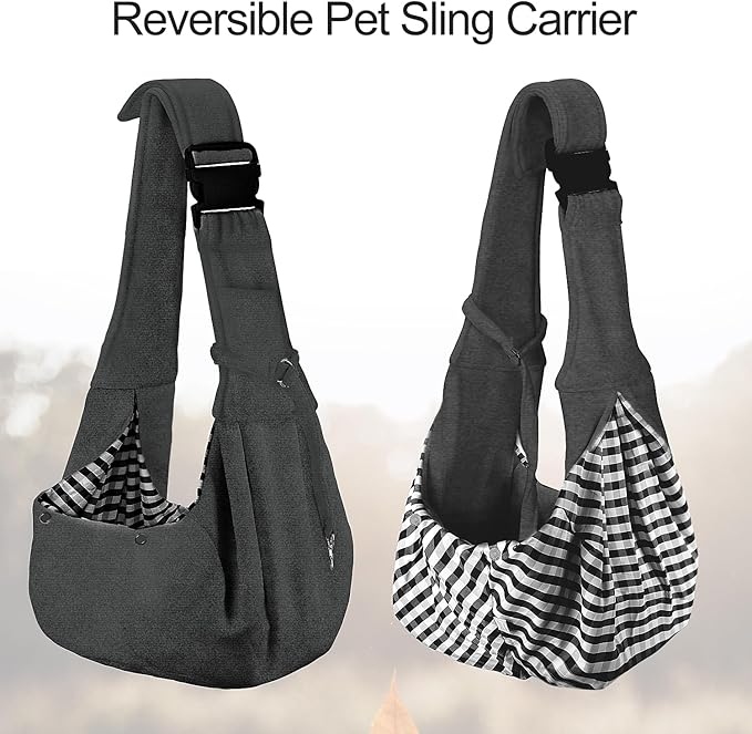 PETLOFT Reversible Dog Cat Sling Carrier, Small Carrier, Adjustable Sling - Image 5