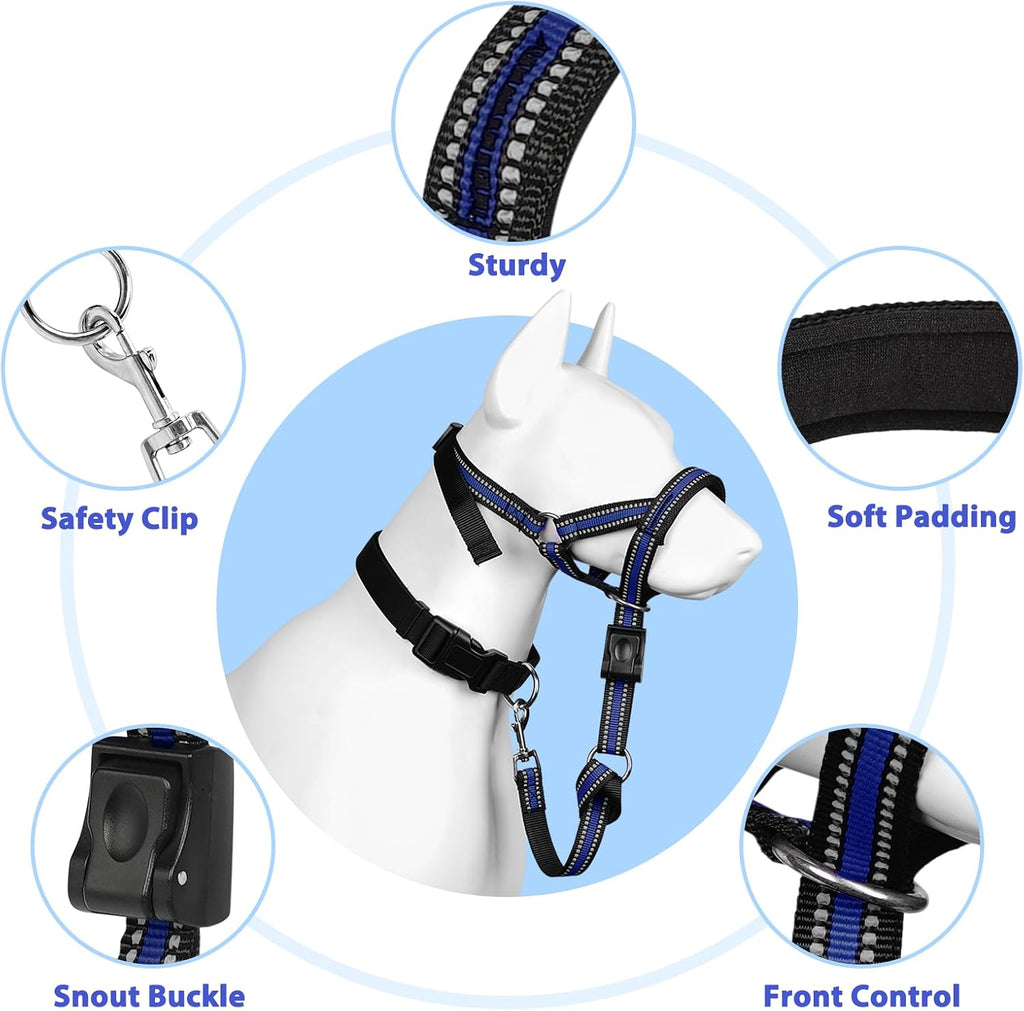 BARKLESS Soft Dog Head Collar, Patented Padded No Pull Training Head Halter