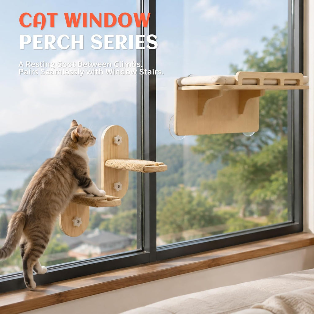 PETKARAY Large Cat Window Shelf and Window Bird Feeder Cat Television