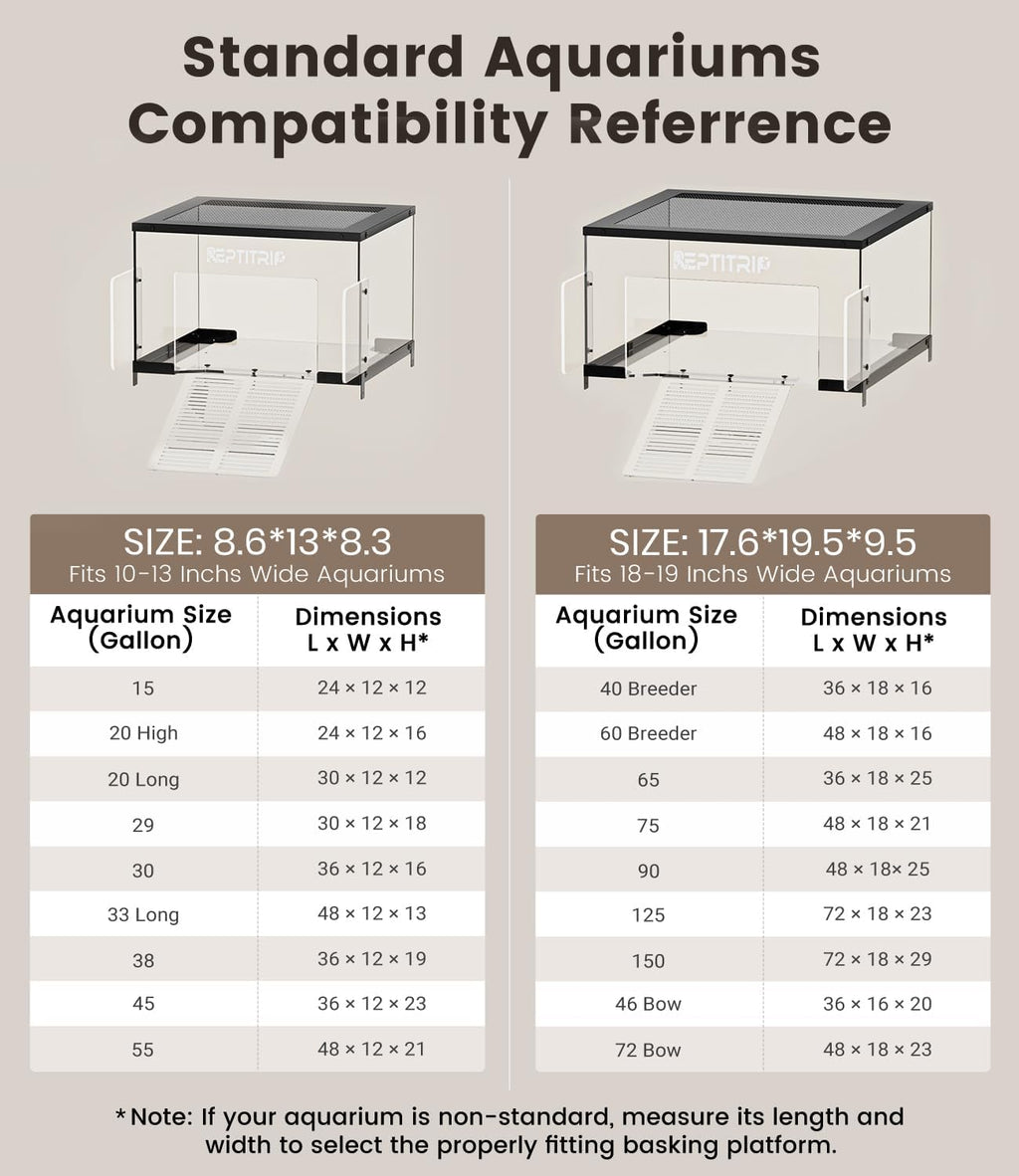 Turtle Basking Platform for 10-13” Wide Aquariums 30/45/55 Gallon