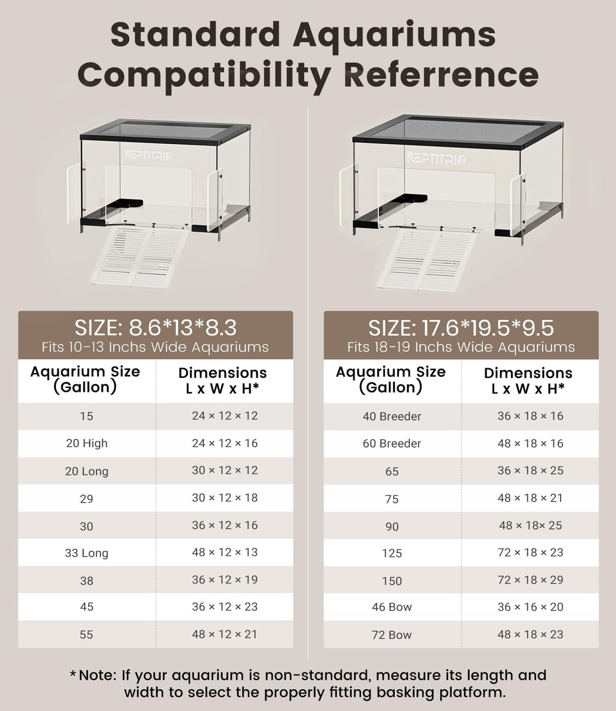 Turtle Basking Platform for 10-13” Wide Aquariums 30/45/55 Gallon