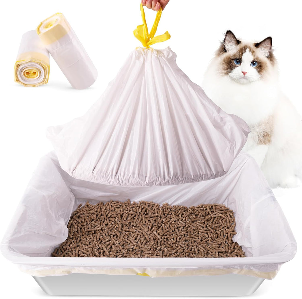 Litter Box Liners 20 Count, 37" x 18" Jumbo 3MIL Thicken Cat Litter Bags Tear Resistant Disposable Cat Litter Liners for XL Stainless Steel Litter Box and Other Suitable Size Litter Box