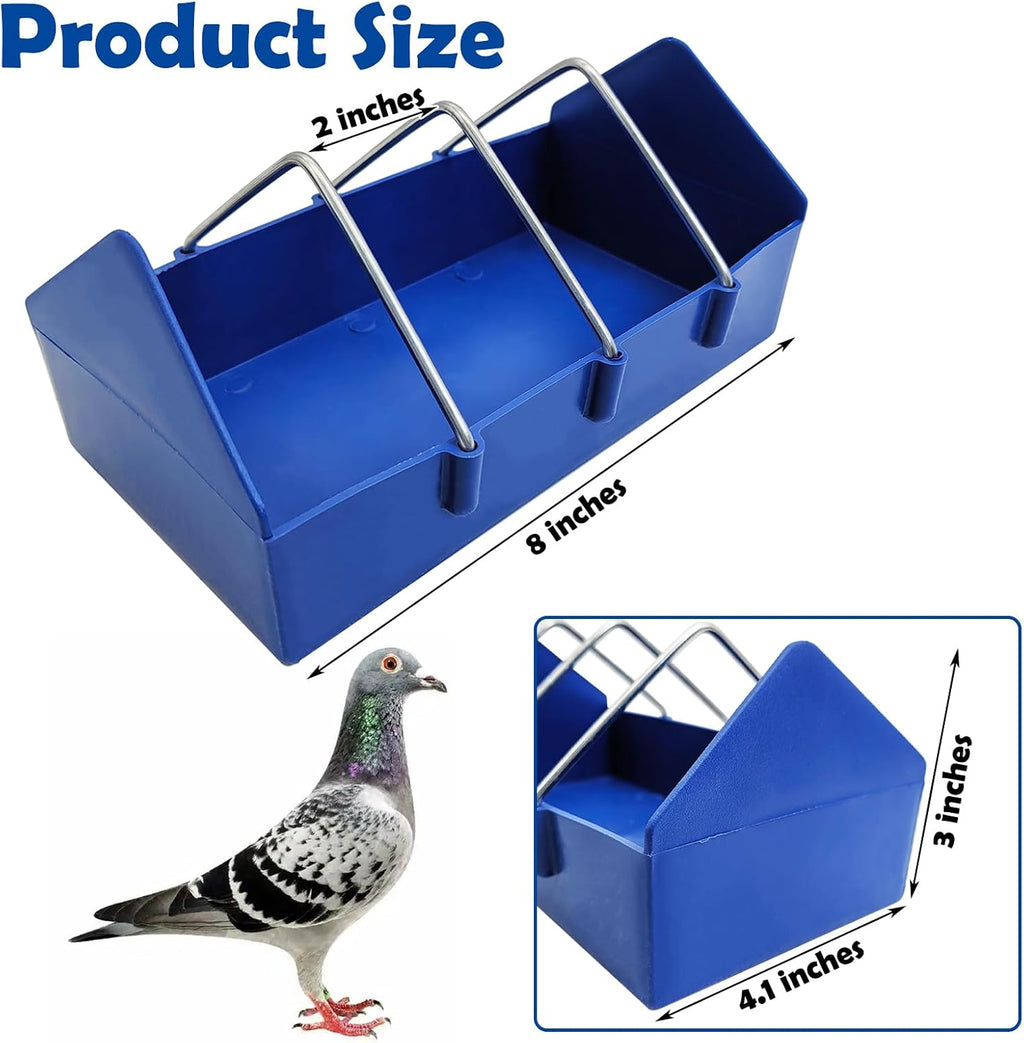 Hamiledyi 2 Pack Pigeon Feeder, Bird Dispenser Slot Container, Thick Durable Slot Container Feeding, Removable Steel Wire Partition for Pigeons Quails Birds Chicks Ducklings(Length: 8")