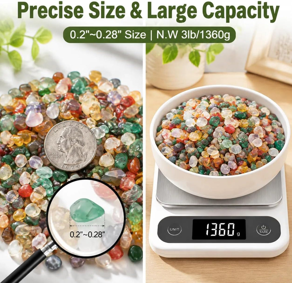 Colorful Agate Crystal Stones Crushed Quartz Chips Bulk 3 Lb, Natural Polished Tumbled Gemstone Gravel Rocks for Aquarium Fish Tank, Succulent Plant Topper, Vase Filler, Garden & Home Decoration