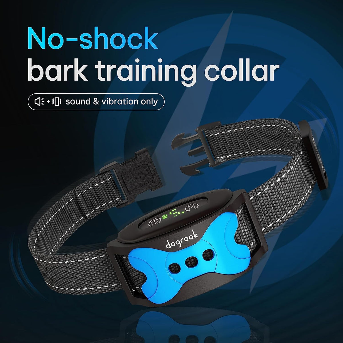 Dogrook Humane No Shock Rechargable Beep & Vibration Bark Collar for Dogs