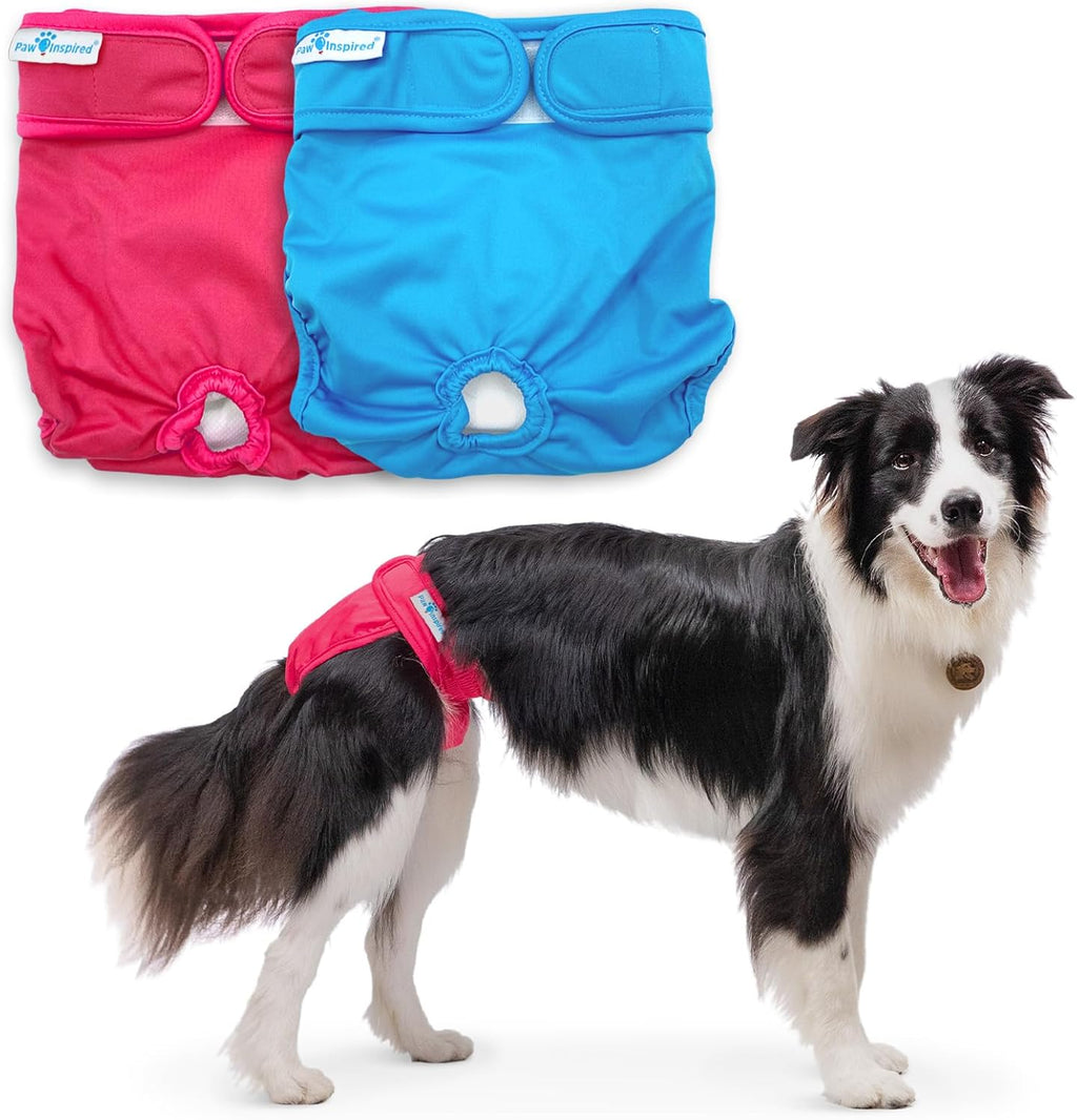 Paw Inspired Washable Dog Diapers, Black with Black Lining, XS Size, 3 Pack