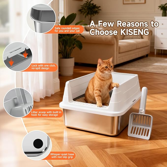 Stainless Steel Cat Litter Box, Odor Free Metal Litter Box - Image 6