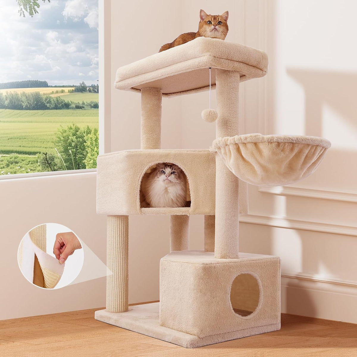 Gardner Pet Cat Tower for Large Cats, 41" Heavy Duty Cat Tree