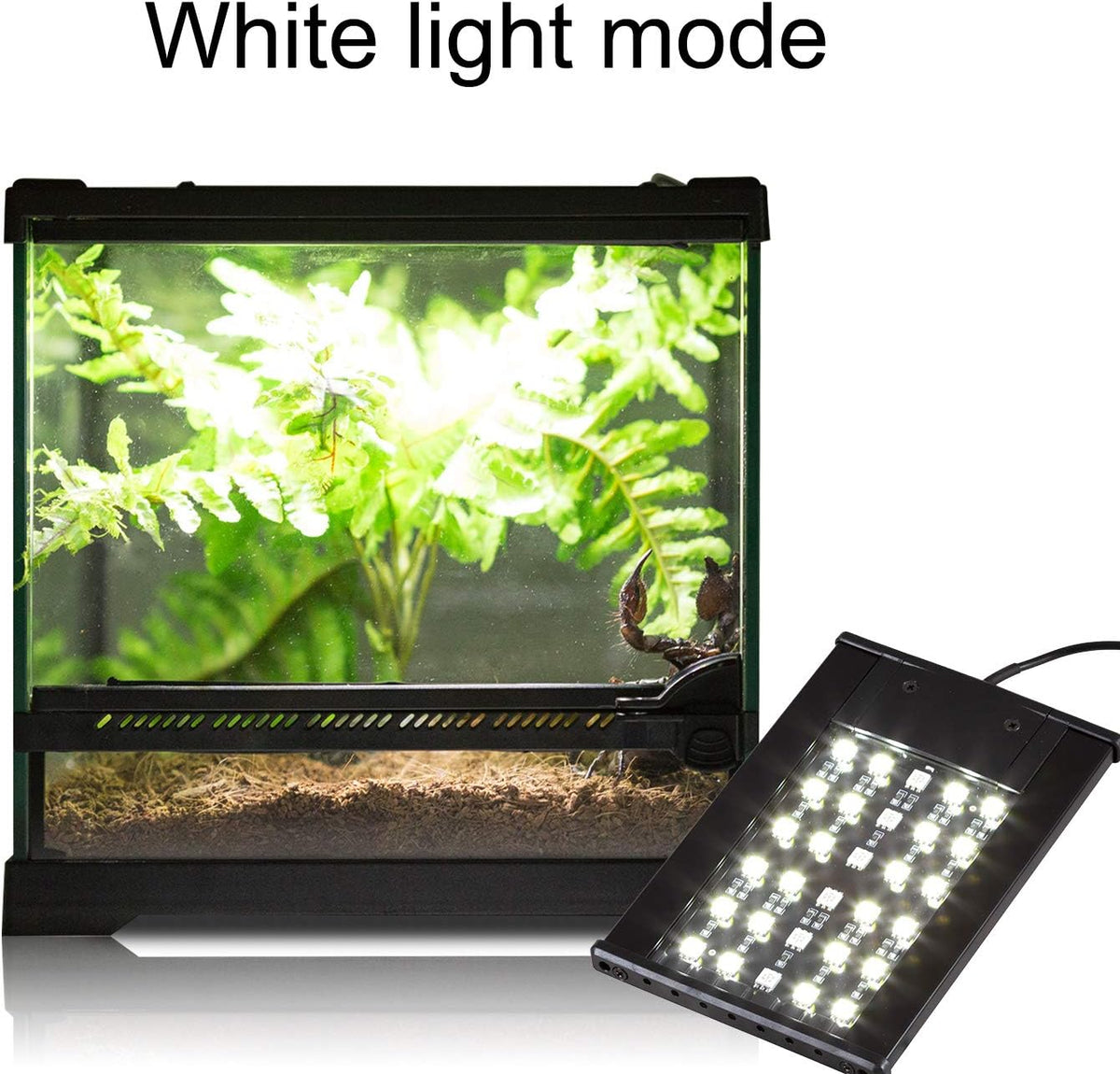 REPTI ZOO Terrarium Light - Day and Night Mode Reptile LED Light Hood with White and Blue Light for Different Pet Habits