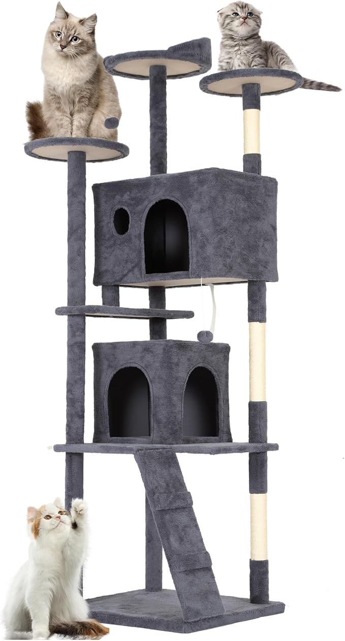 FDW | 81" Cat Tree Tower | Dark Gray | Multi-Level Indoor Activity Center by FDW