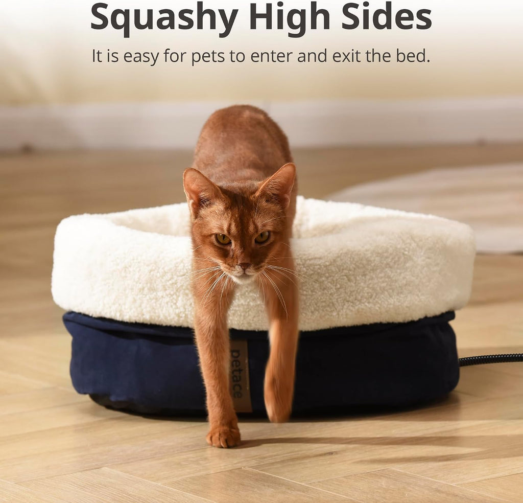 Heated Cat Bed with Pet Pad, 17.7"×13.7", Gray
