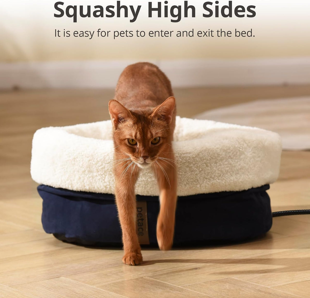 Heated Cat Bed with Pet Pad, 17.7"×13.7", Gray