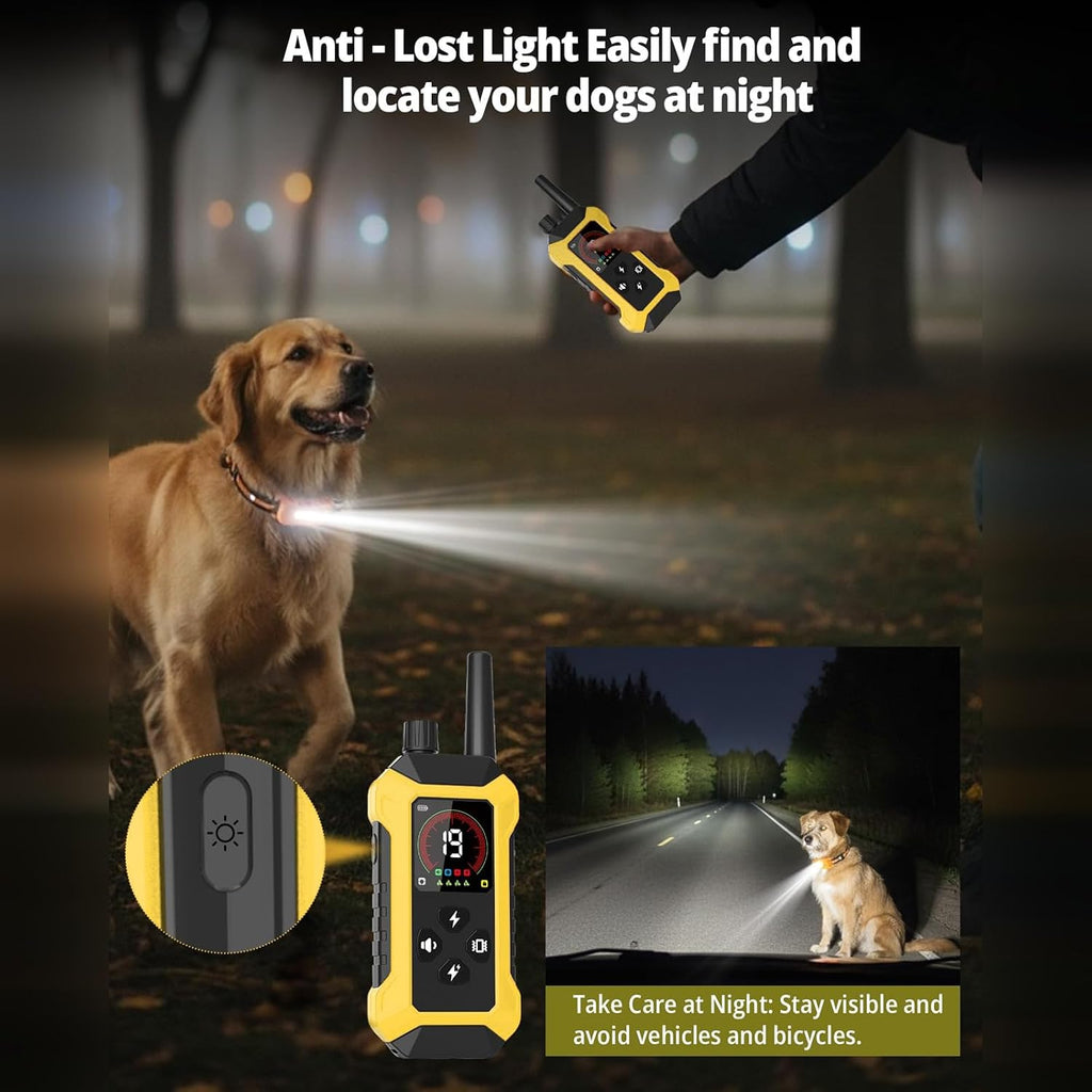 4 Shock Collar with Light(5-150lbs) - Waterproof Remote Dog Training Collar