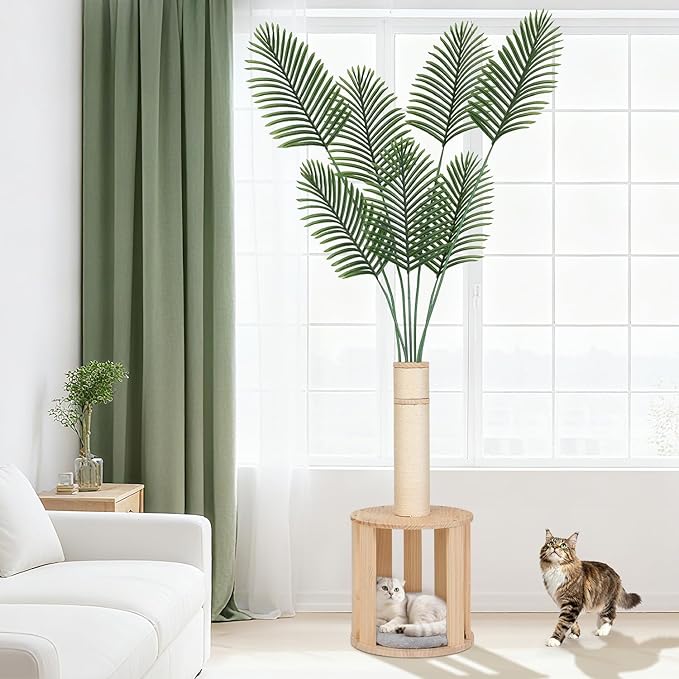 82.7'' Tall Modern Cat Tree for Indoor Cats, Artificial Areca Palm Tree Cat - Image 9