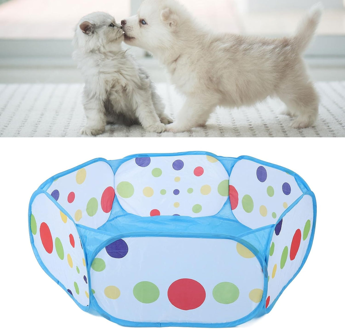 HEEPDD Portable Pet Playpen, Foldable Secure Exercise Pen for Indoor Outdoor Oxford Fabric 8 Panel 24 Inch Height 5 Lb Weight Mesh Visibility Small Animals
