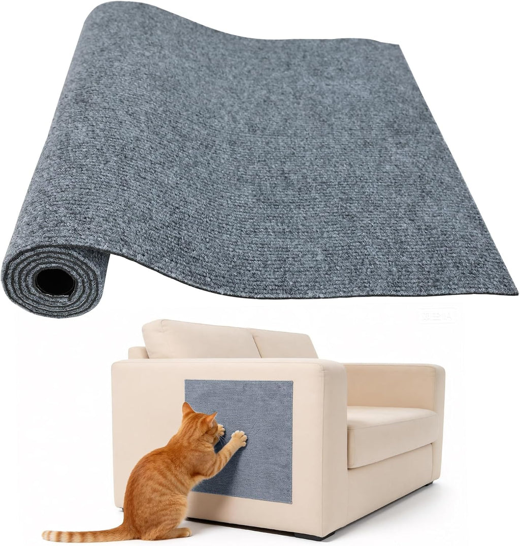 Cat Scratch Furniture Protector for Couch, Self-Adhesive Felt Cat Scratch Pad for Indoor Cats, Wall & Door, Trimmable DIY Cat Couch Protector with Pins (Beige, 39.3 x 15.8 Inch)