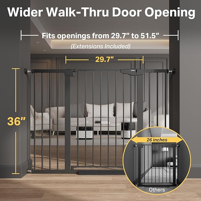Cumbor 36" Extra Tall 29.7"-51.5" Baby Gate - Image 3