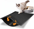Pieviev Kitty Litter Mat, Double-Layer Waterproof Design, 30" x 24" Black
