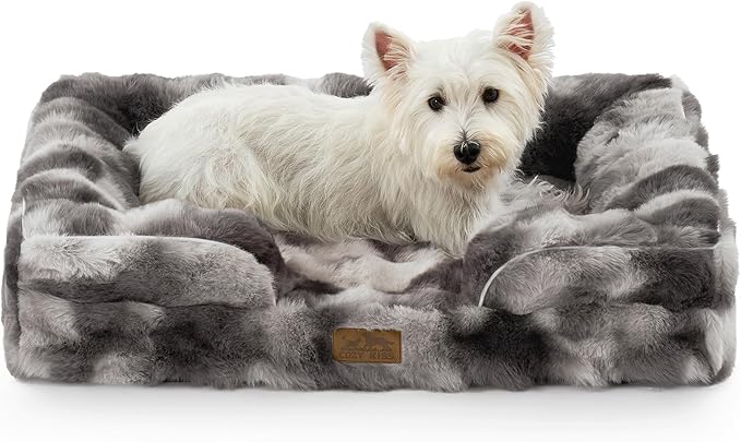 Orthopedic Dog Bed for Medium Small Size Dog, Soft and Warm Faux Fur Sofa for by COZYKISS
