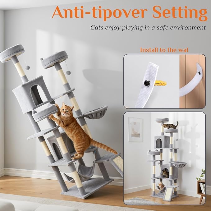 DUMOS Tall Cat Tree 75 Inch, Large Multi-Level Cat Tree Tower - Image 4