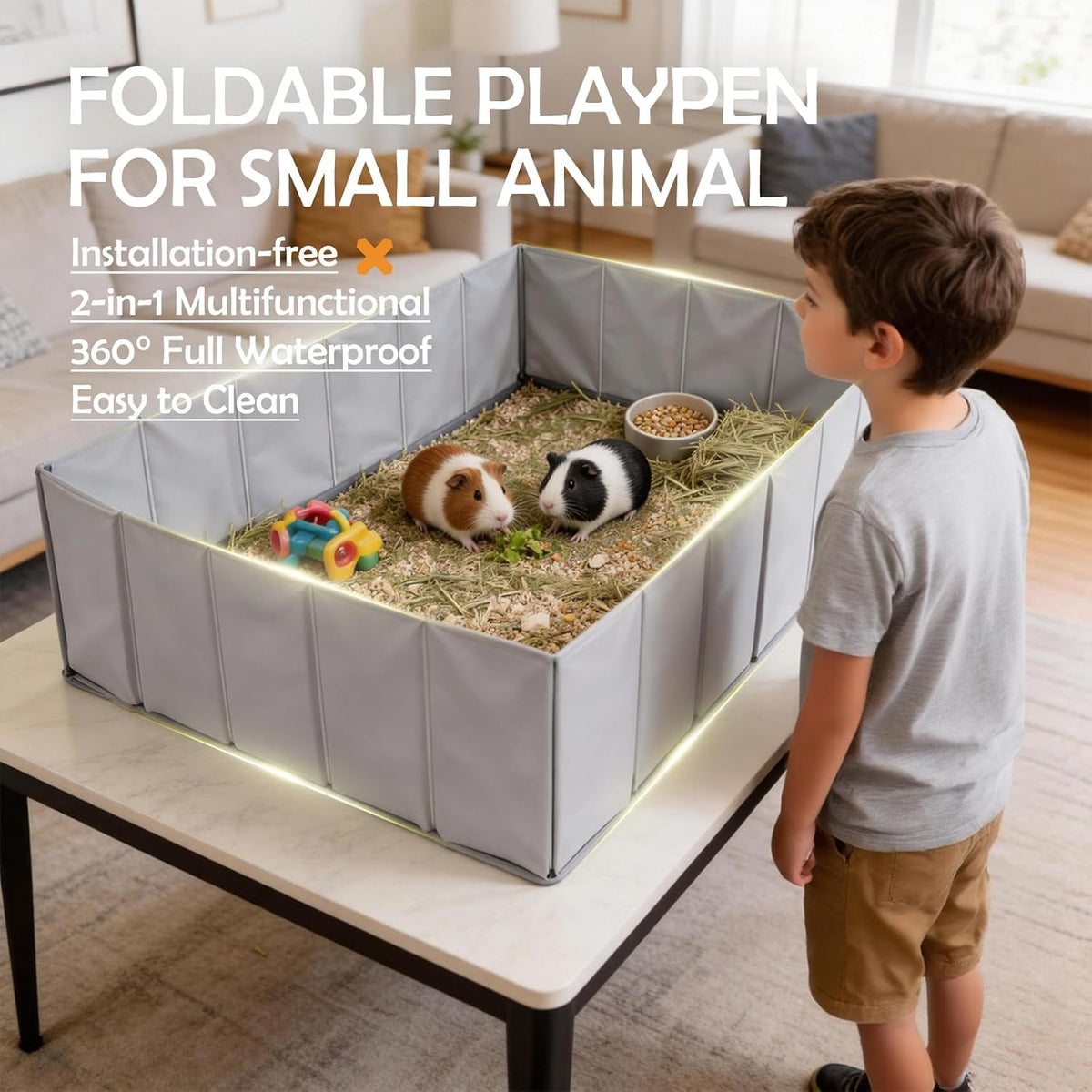 MEEXPAWS Small Animal Playpen, Portable Hamster Guinea Pig Cage for Travel