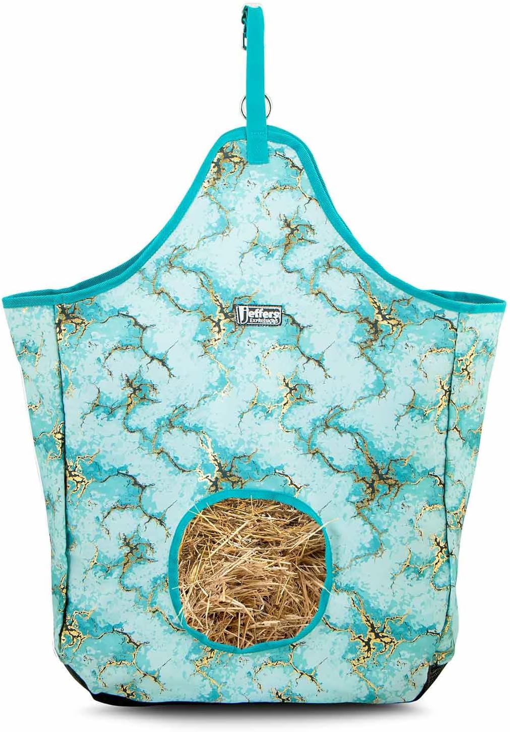 Jeffers Expression Top Loading Hay Bag for Horses & Livestock – Durable 600 Denier Hanging Hay Feeder, Water Resistant with Mesh Bottom, Easy Hanging Snap for Stall, Trailer, Travel, Equestrian Toile