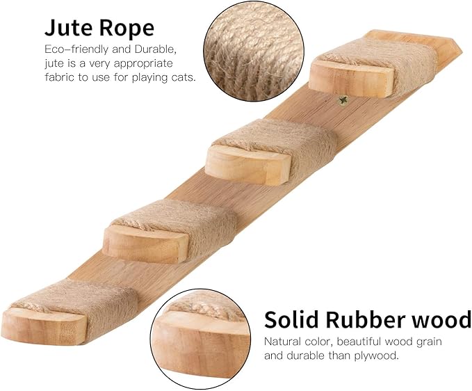 FUKUMARU Cat Climbing Shelf Wall Mounted, Four Step Cat Stairway - Image 3