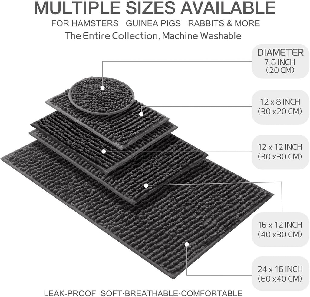 4 Pcs Guinea Pig Cage Liner 12X12 Charcoal Gray Washable Fleece Pee Pads
