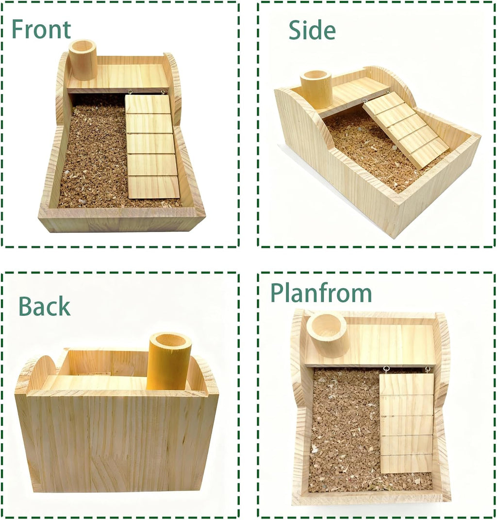 Wooden Hamster Sand Bath Container Digging Box Gerbil Climbing Platform