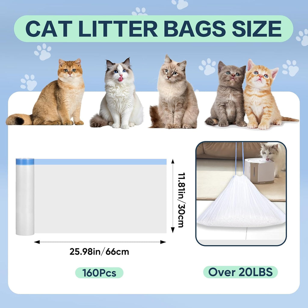 160 Count Cat Litter Box Liners Compatible with Cmg Fmo Fstg Litter Box