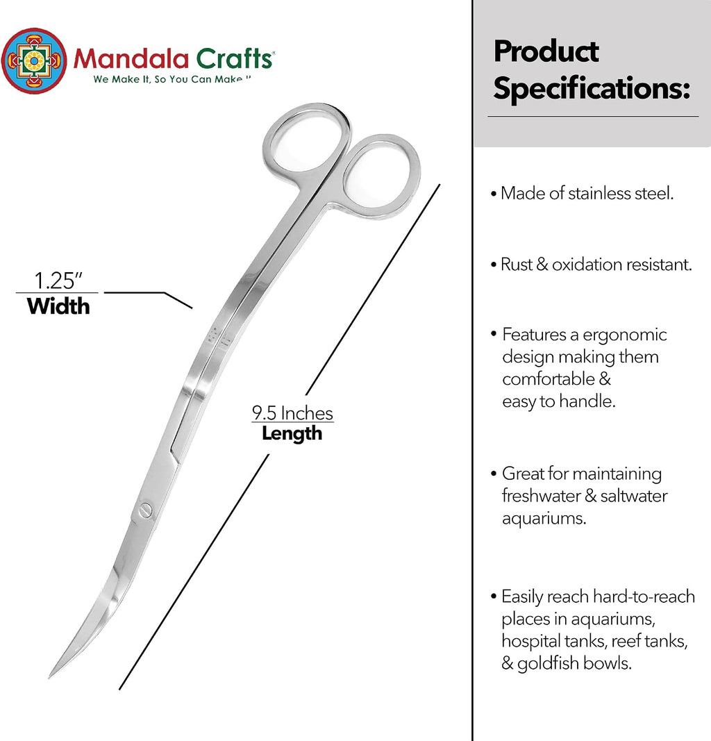 Mandala Crafts Stainless 10" Wave Fish Tanks Terrariums Aquarium Scissors