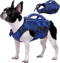 Kuoser Dog Life Jacket, High Flotation Reflective Dog Life Vest, Navy, M