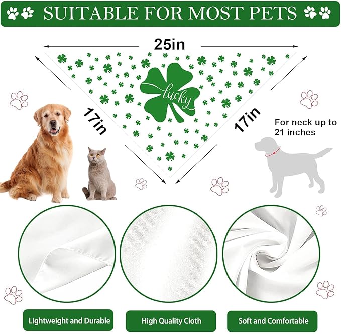 St. Patrick's Day Dog Bandana, 2 Pack Adjustable Holiday Party Pets Saint - Image 3