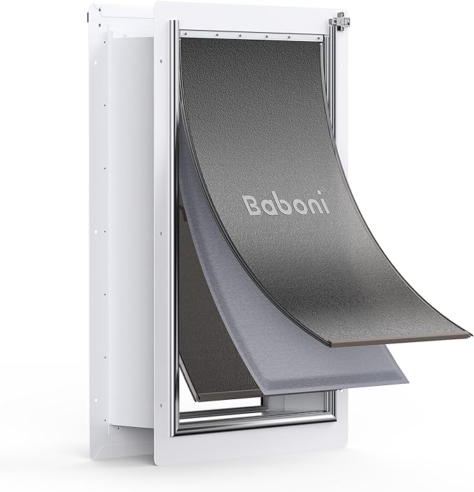 Baboni Pet Door for Wall, Steel Frame and Telescoping Tunnel, Aluminum Lock by Baboni