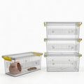 4 Pack ABS Reptile Breeding Box with 100 Non-Woven Pads Each – Stackable Reptile Enclosure for Snakes, Lizards & Spiders – Ventilated Hatchling Reptile Terrarium 8.7x4.3x3.9 Inch