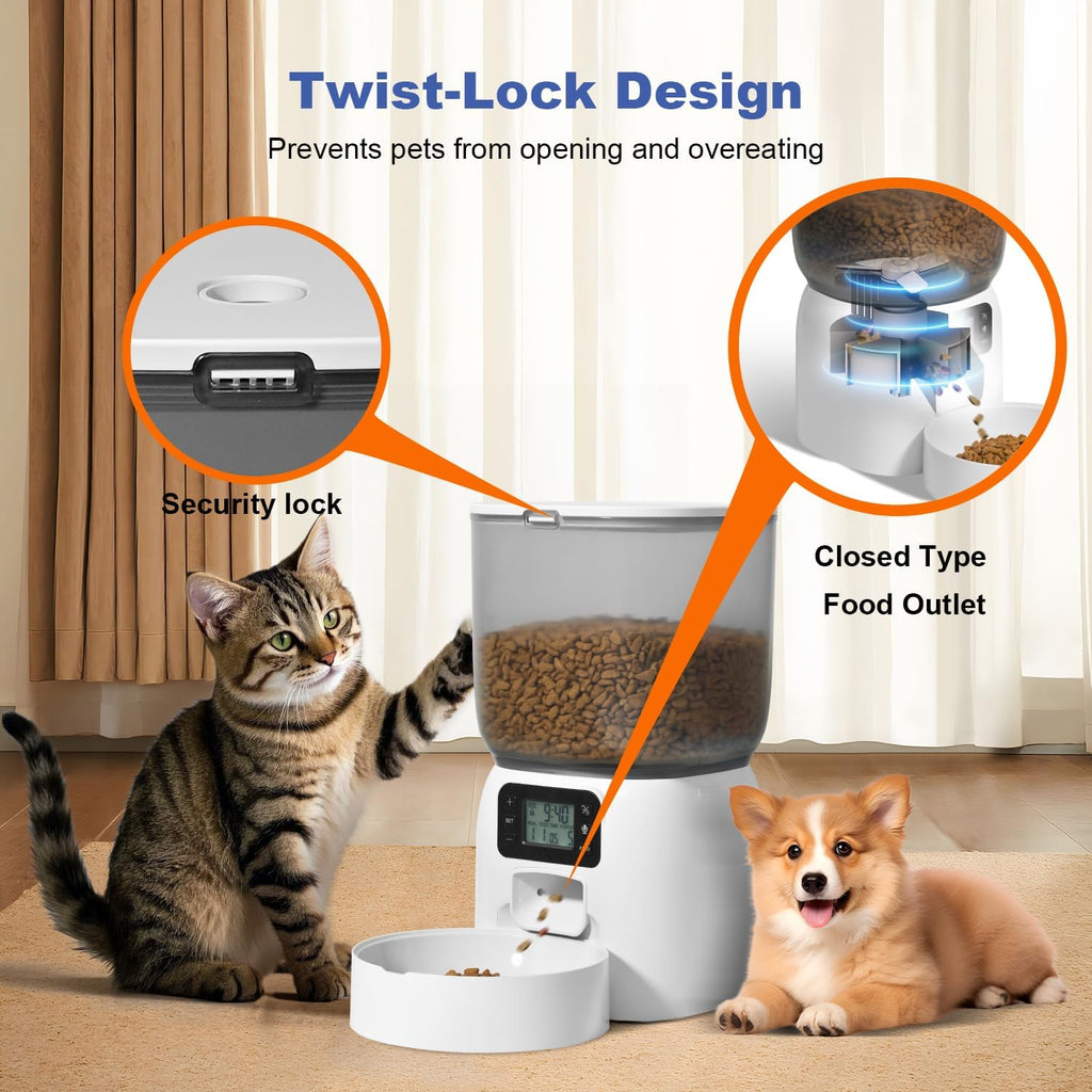 ANDOLL HOME Automatic Cat Feeder, Timed Cat＆Dog Dry Food Dispenser