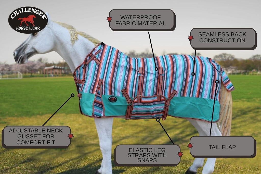 Challenger 1200D Turnout Lightweight Bellyband Horse Winter Sheet Serape 399B