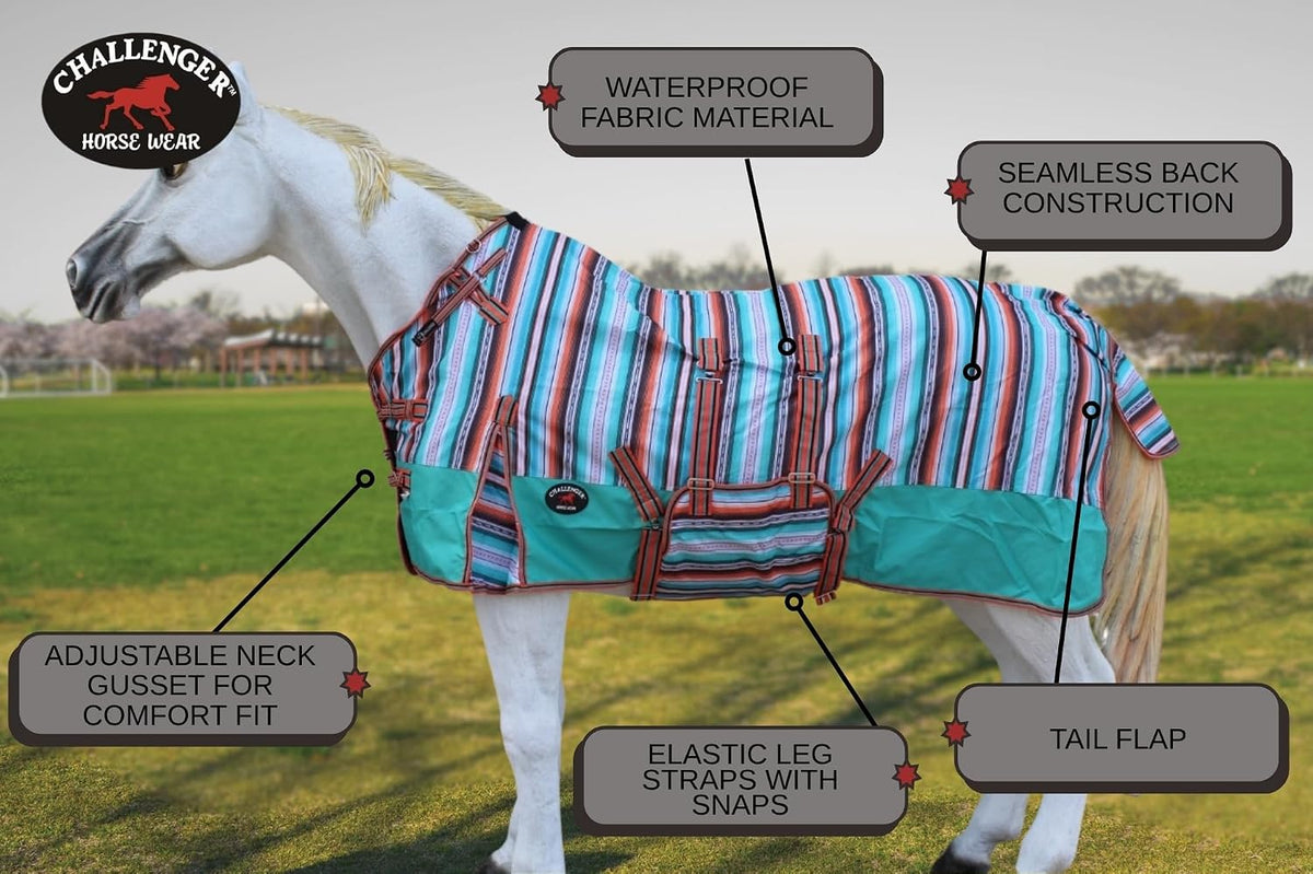 Challenger 1200D Turnout Lightweight Bellyband Horse Winter Sheet Serape 399B