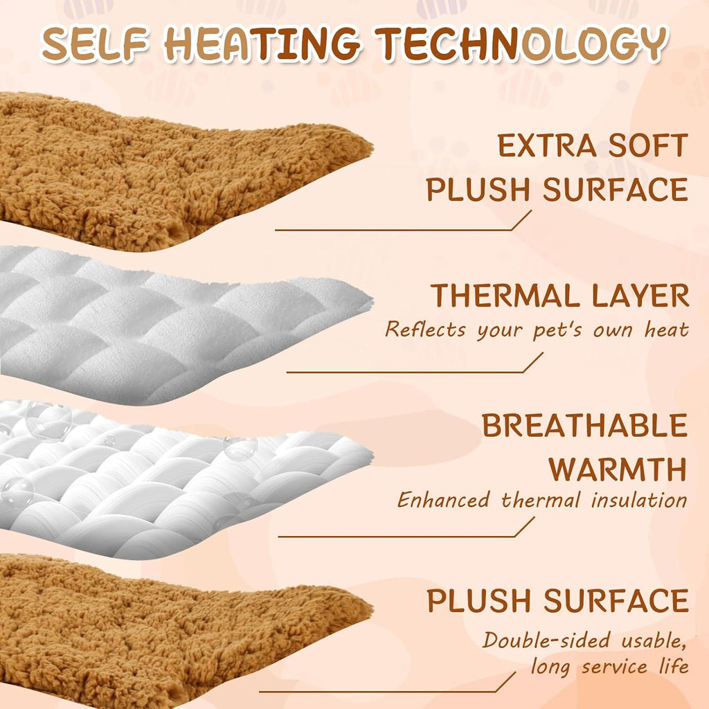 3Pack Self Warming Pet Bed Leaf Pad, Mixed Colors, Medium-18 x24