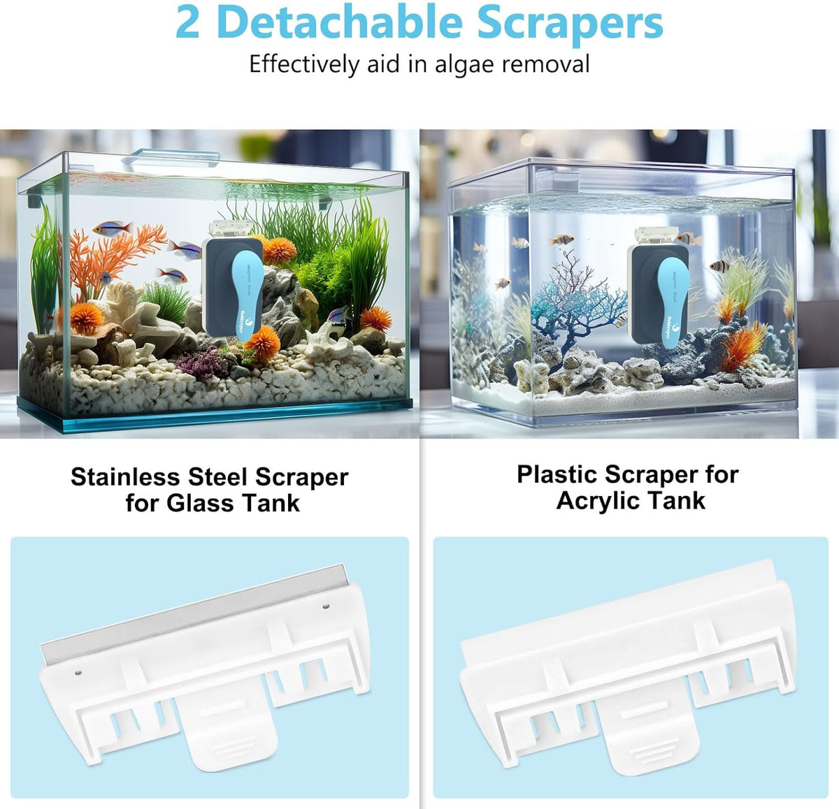 fishkeeper Aquarium Magnetic Glass Cleaner, Fish Tank Algae Cleaning Tool