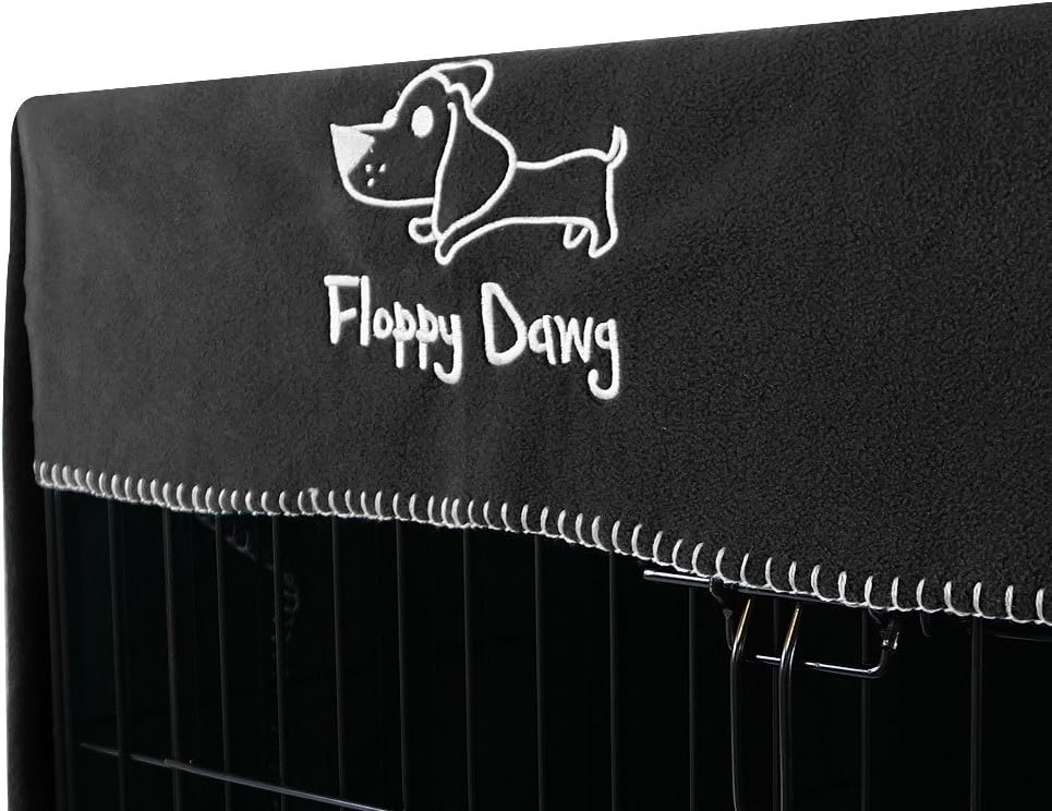 Floppy Dawg Crate Cover. Fits 42 Inch Dog Crates or Smaller. Easy to Put On, Take Off, and Adjust. Doubles as a Comfy Blanket. Slate Gray Lightweight and Breathable Polar Fleece