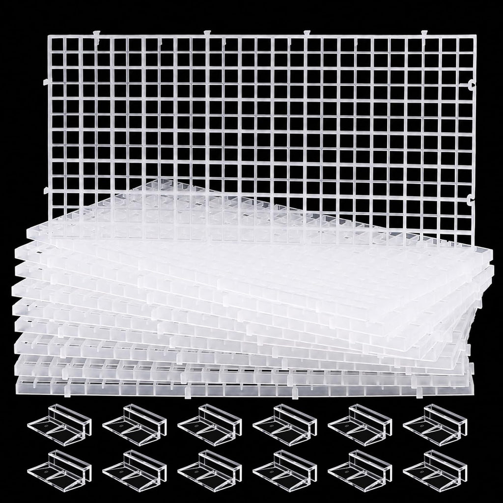 Okllen Set of 12 Plastic Egg Crate Aquarium Divider with 12 Clips