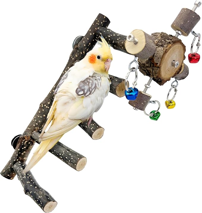 BNOSDM Natural Wood Bird Ladder Perch by BNOSDM